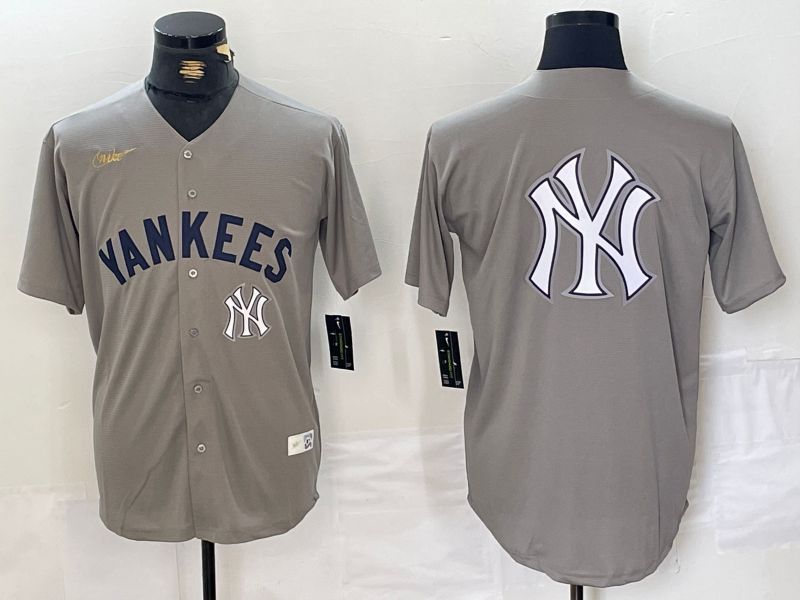 Men New York Yankees Blank Grey Throwback Nike Game 2024 MLB Jersey style 5->new york yankees->MLB Jersey